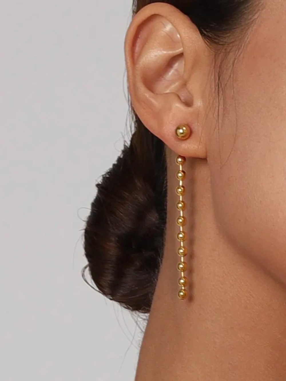 Gold Beaded Drop Earrings | PVD Gold Coated Stainless Steel | Modern Minimalist